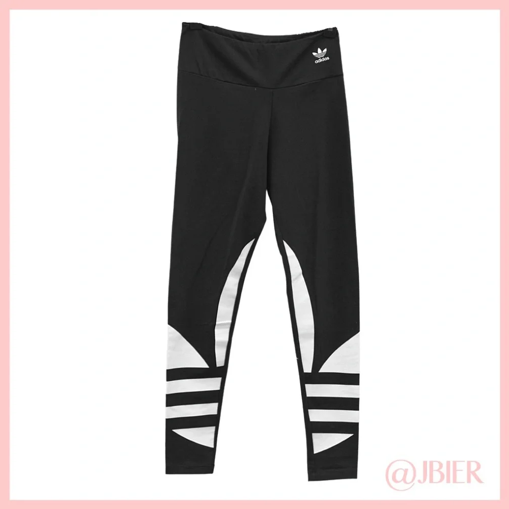 Adidas Black Logo Leggings - Picture 2 of 10